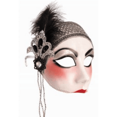 Flapper Half Mask w/ Feather