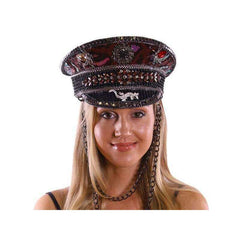 Premium Sequin Fisherman Hat w/ Gemstones and Chains