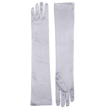 Long White Satin Gloves