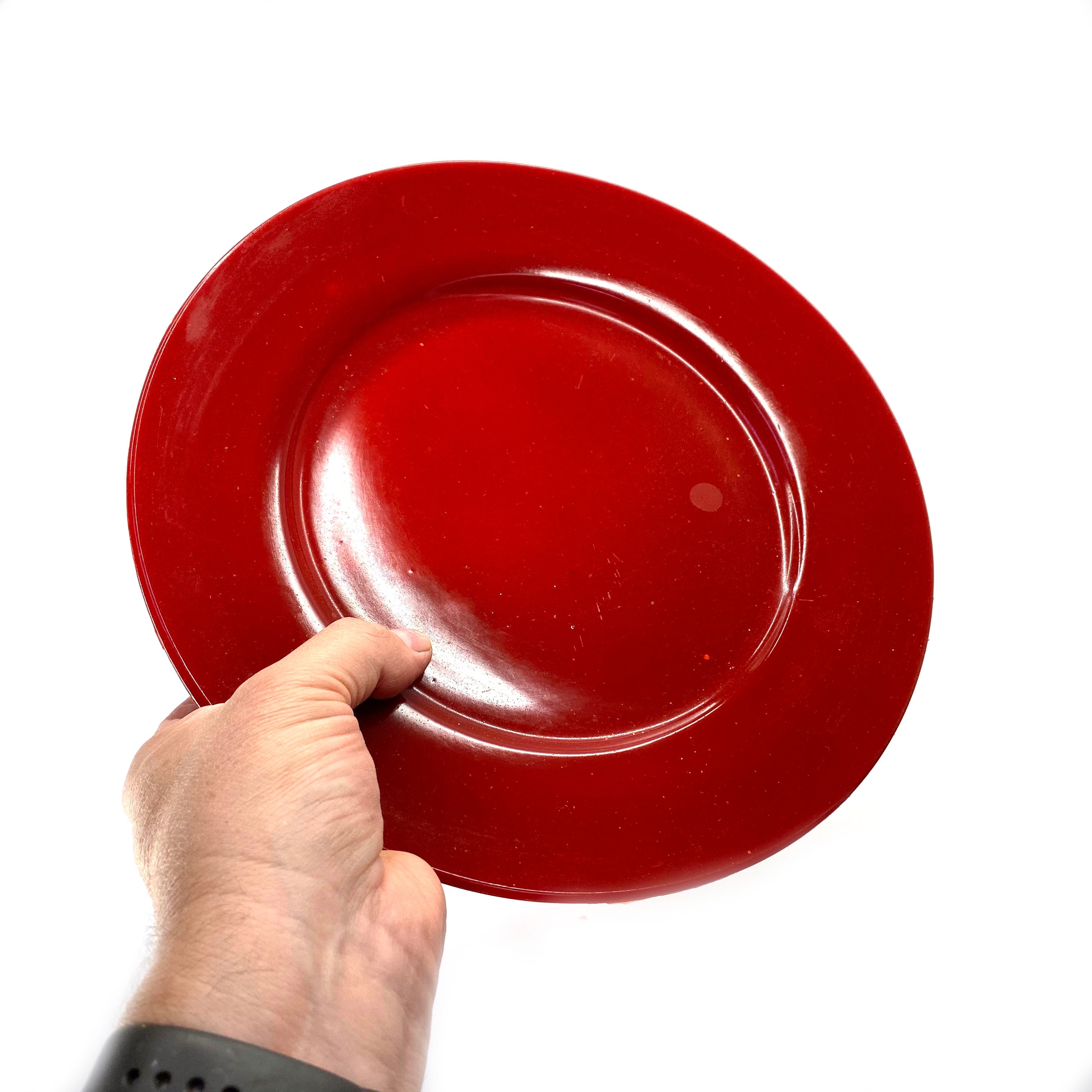 SMASHProps Breakaway Large Dinner Plate - RED opaque - Red,Opaque