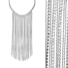 Silver Rhinestone Choker with Tassels