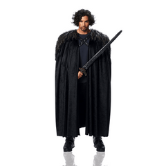 Black Faux Fur Medieval Adult Cape