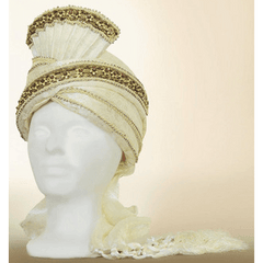 King Turban with Jewels- Beige