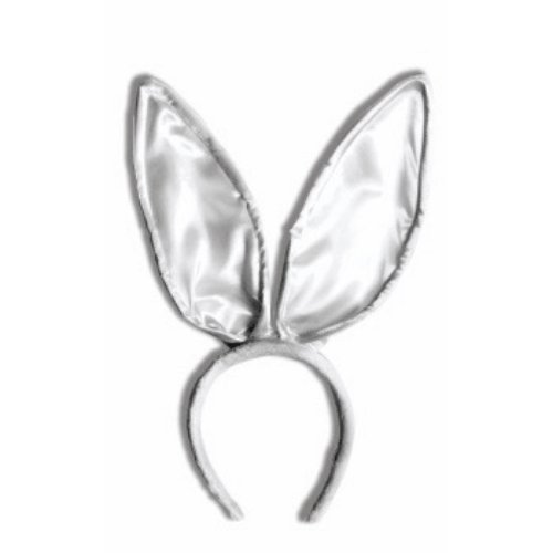 White Satin Adult Bunny Ears