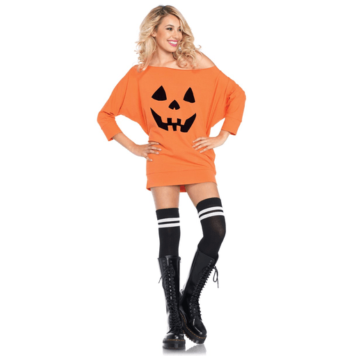 Jersey Orange Pumpkin Jack-O-Lantern Dress