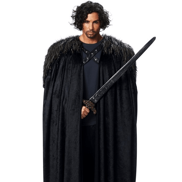 Black Faux Fur Medieval Adult Cape