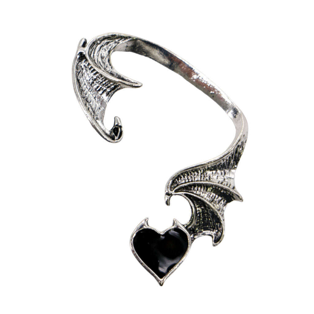 Stone Heart Bat Wing Ear Cuff