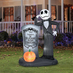 6' Nightmare Before Christmas Jack Skellington & Tombstone 6' Inflatable Decoration