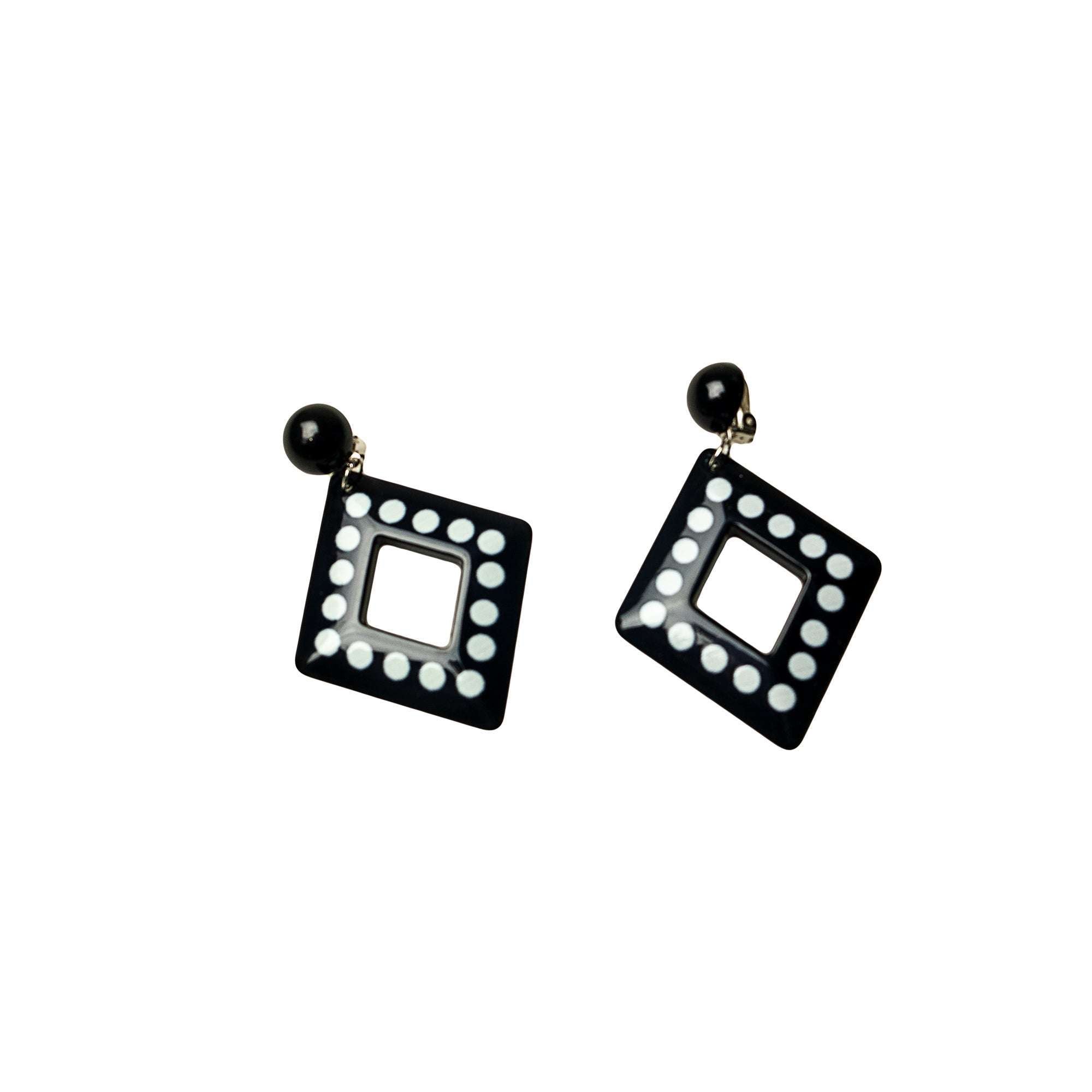 Polka Dot Diamond Mod Clip On Earrings