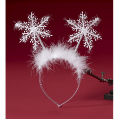 Christmas Snowflake Headband w/ White Marabou Trim