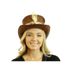 Brown Feathered Steampunk Hat