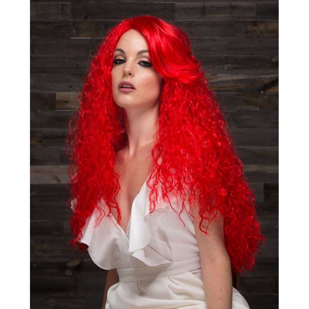 Blush Nova Red Curly Wig with Side Bang