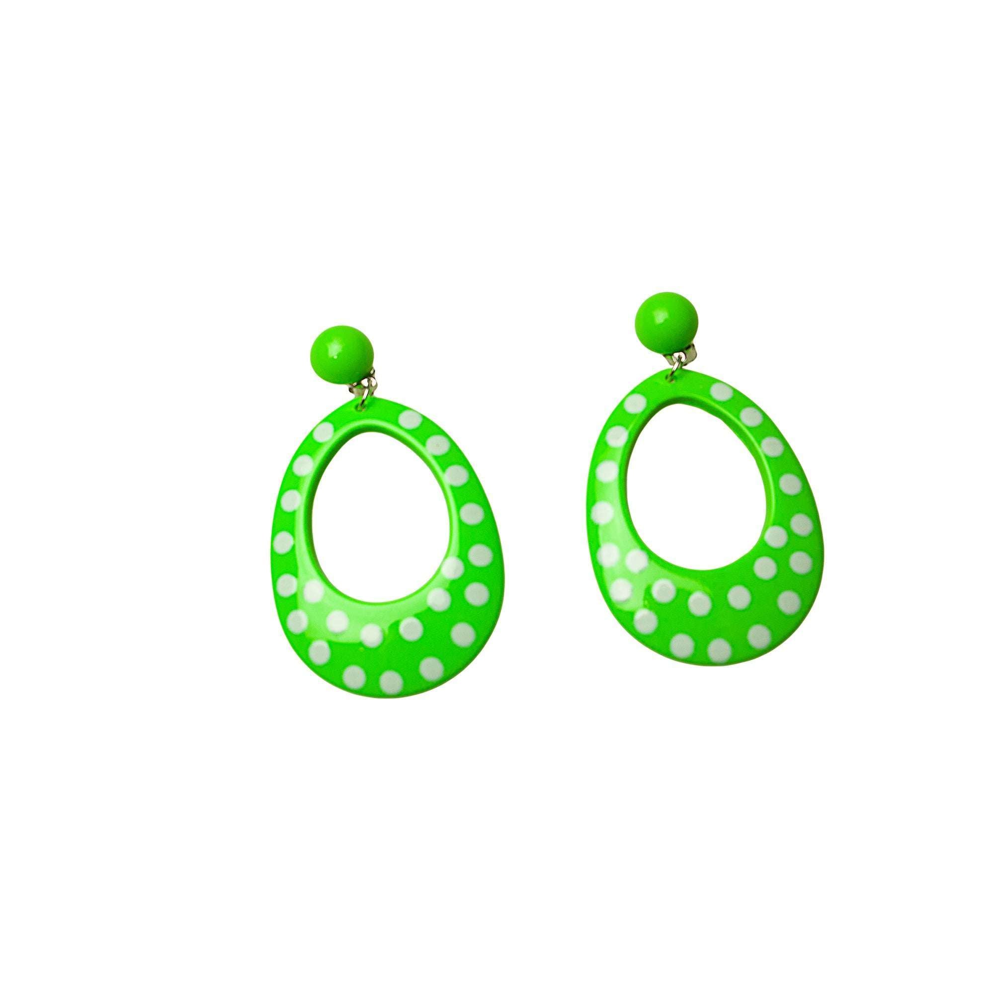 Polka Dot Oval Mod Clip On Earrings