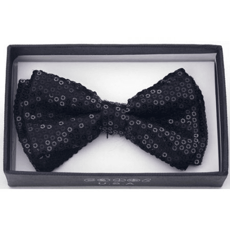 Kids Black Sequin Bow Tie