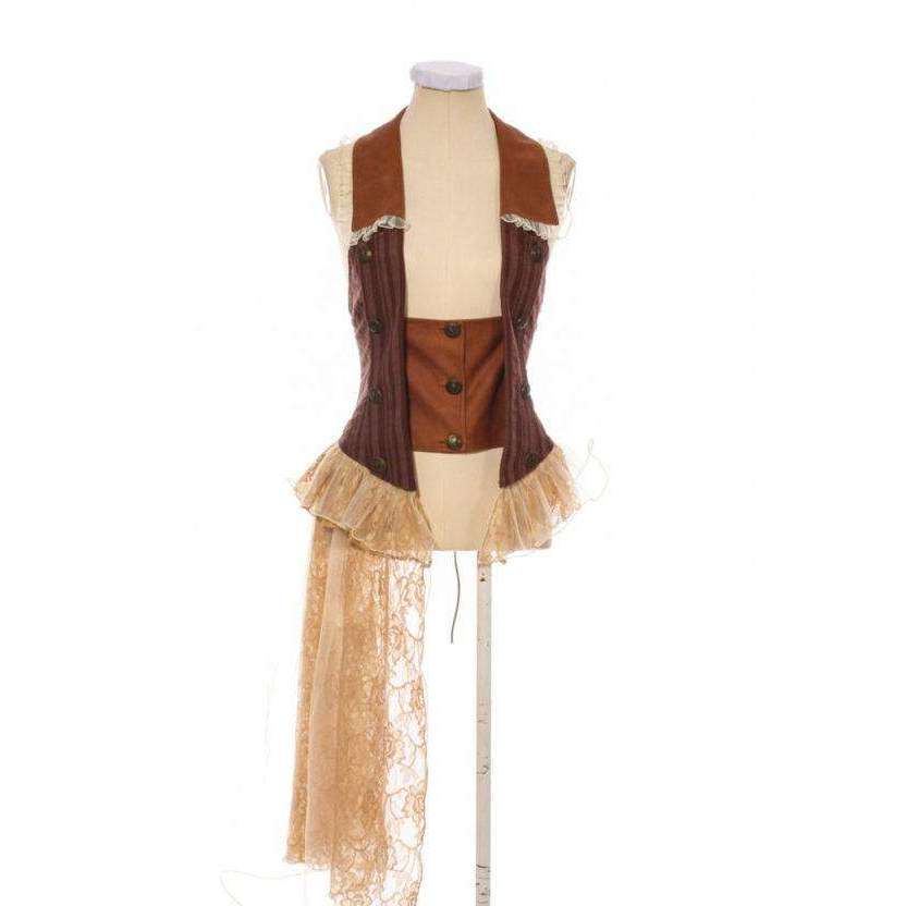 Steampunk Lace Hem Halter Corset Vest