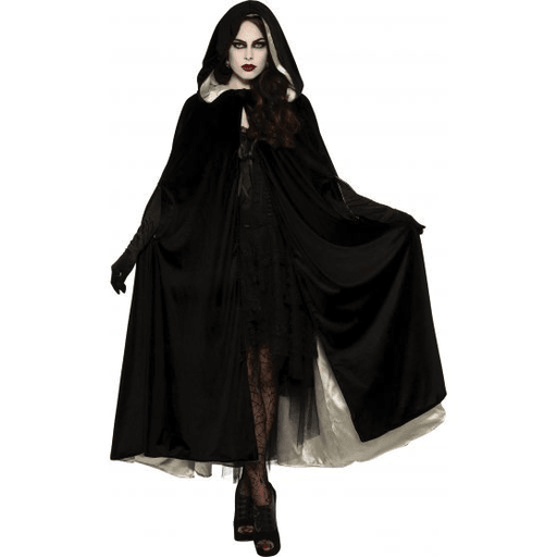 Reversible Black Velvet & Silver Adult Cape