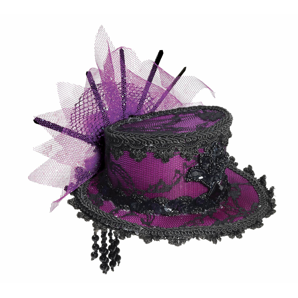 Mini Purple Lace Hat Hair Clip