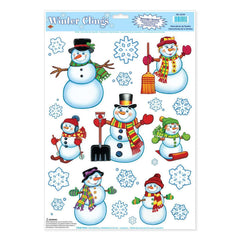 Winter Snowman Christmas Clings Decor