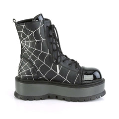 Demonia Black Slacker-88 Spiderweb Boots