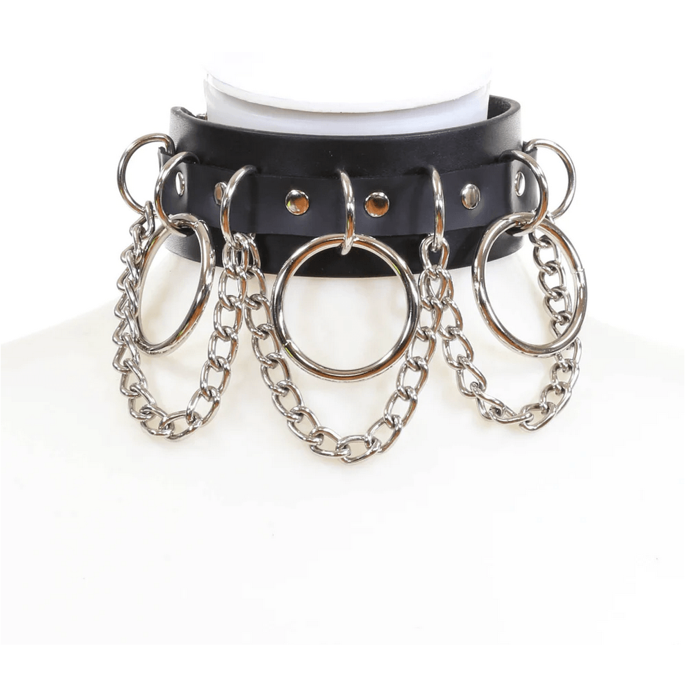 Wide Hanging Chain Bondage Choker