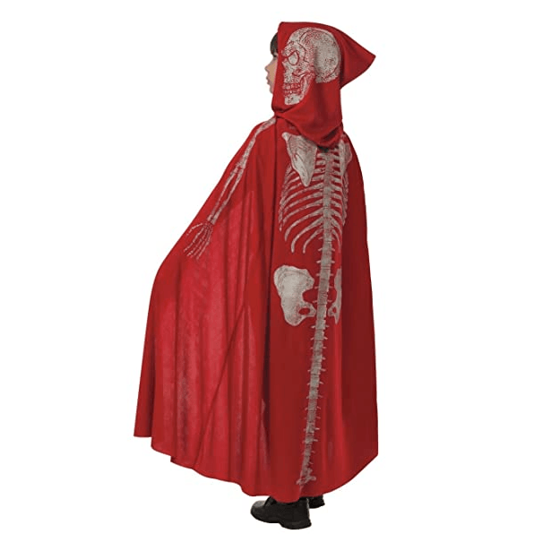 Red Devil Child Cape w/ Skeleton Print