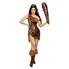 Clubbin' Cutie Cavegirl Animal Print Adult Costume & Inflatable Club