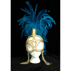 Blue Coque Feather Mohawk Headpiece