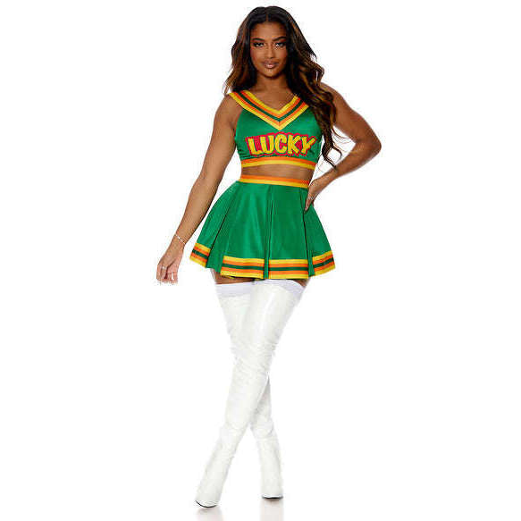 Lucky Clover Sexy Head Cheerleader Women's Costume