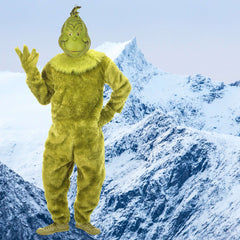 The Grinch Deluxe Faux Fur Jumpsuit w/ Latex Mask Adult Costume