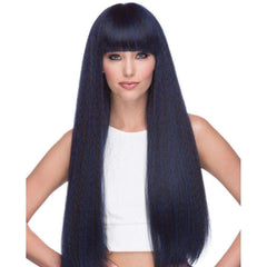 Mirage Long Straight Black & Blue Wig