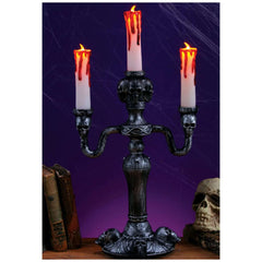 14" Haunted Bloody Look LED Flames Candelabra