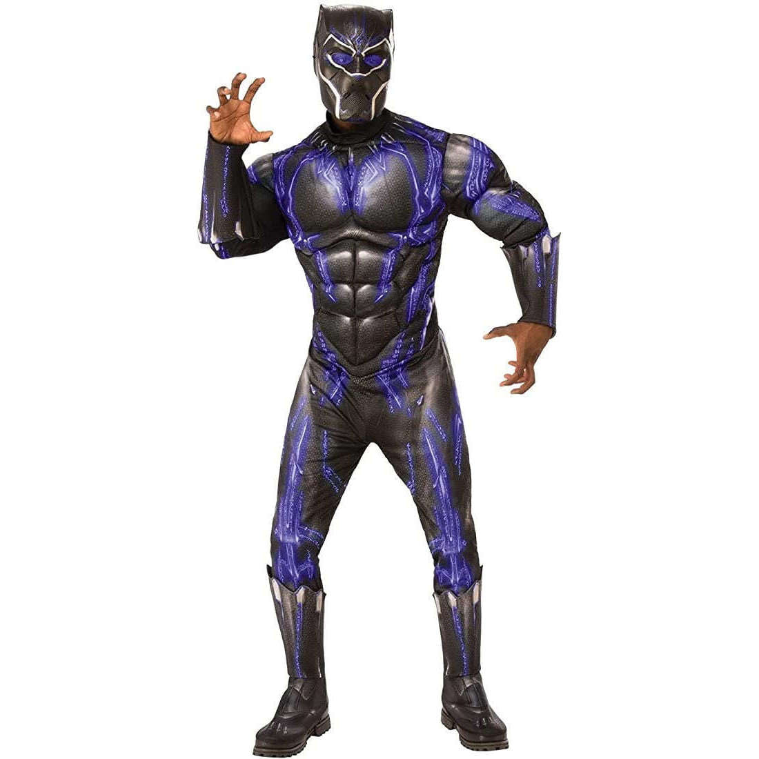 Deluxe Black Panther Muscle Padded Battle Suit Adult Costume