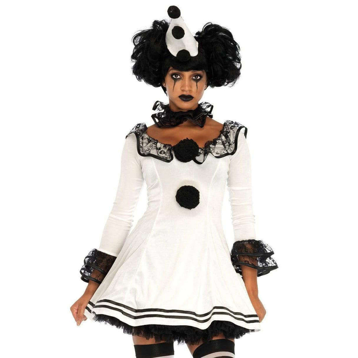 Pierrot Clown Black & White Women's Costume