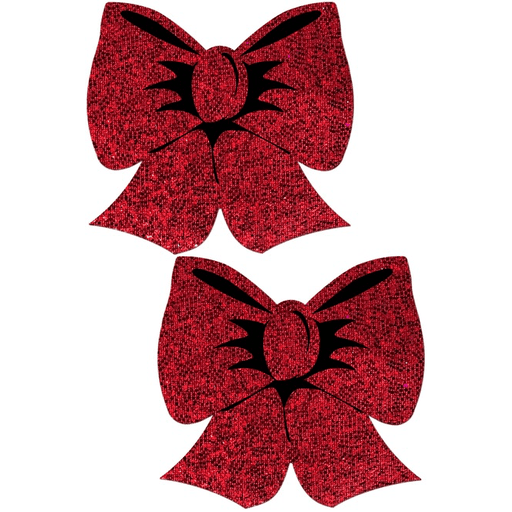 Red Glitter Bow Nipple Pasties