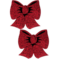 Red Glitter Bow Nipple Pasties