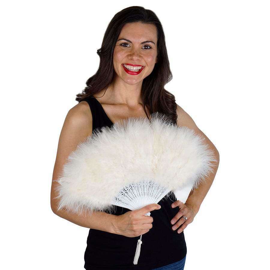 Ivory Marabou Feather Fan