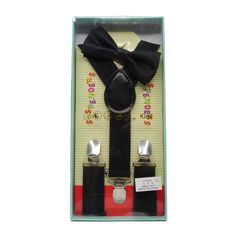 Black Bow Tie & Suspenders Kids Set