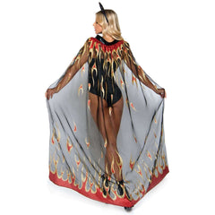 Sheer Glitter Flame Devil Cape & Devil Horns Set