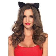 Velvet Black Cat Ears Headband