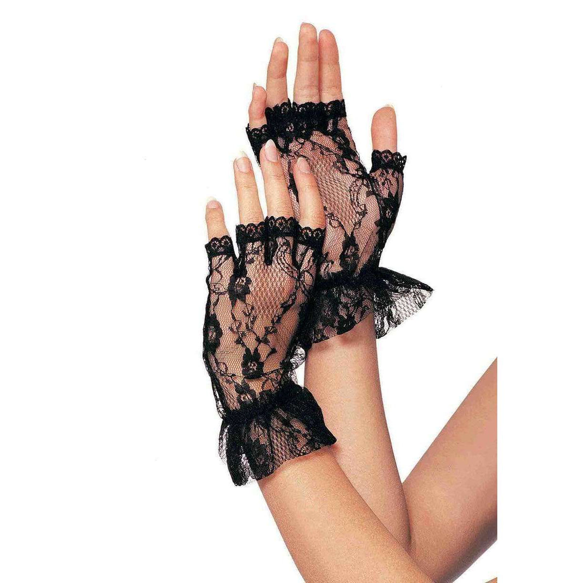 Fingerless Lace Ruffle Gloves