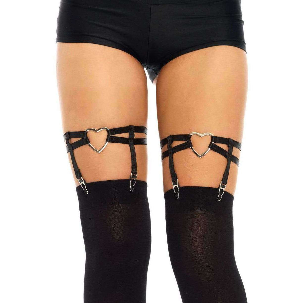 Dual Strap Elastic Garter Suspender w/ Heart