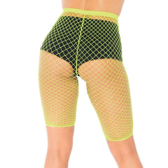 Neon Yellow Industrial Fishnet Biker Shorts