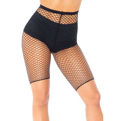 Black Industrial Net Biker Shorts