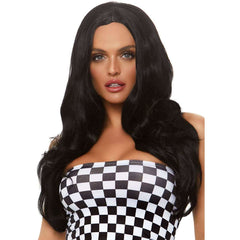 27" Long Wavy Center Part Black Wig