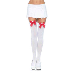 Nylon Thigh High Bow Stockings