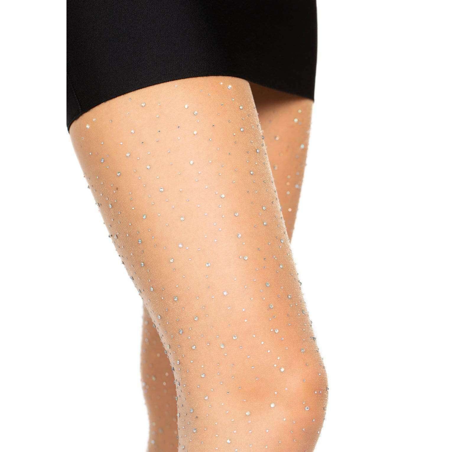 Spandex Sheer Rhinestone Pantyhose