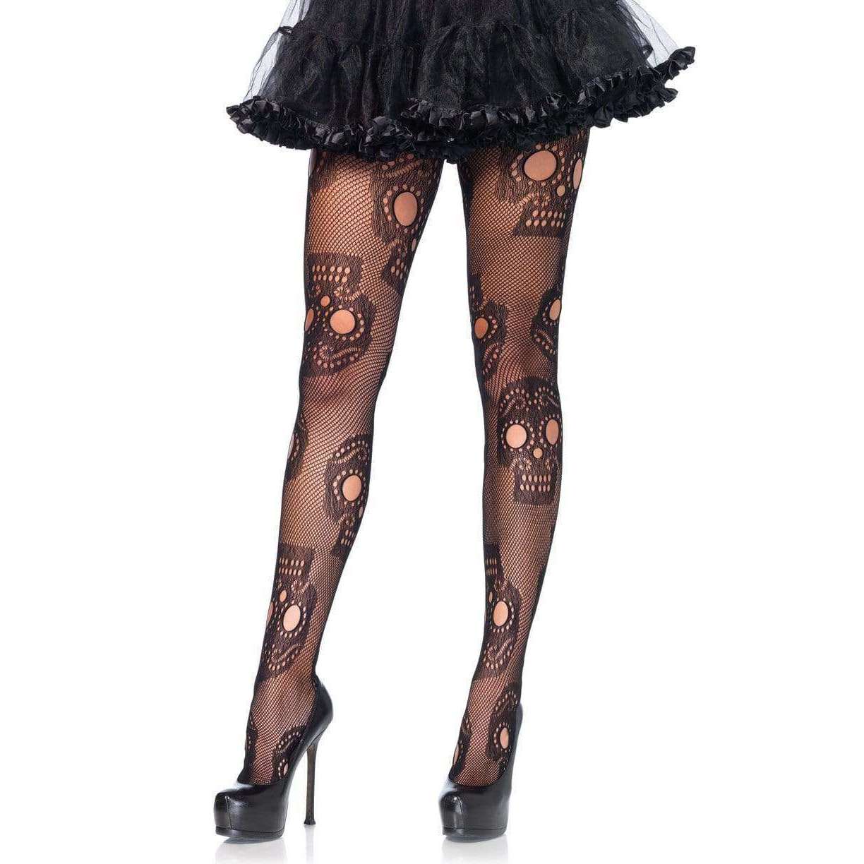 Sugar Skull Fishnet Pantyhose