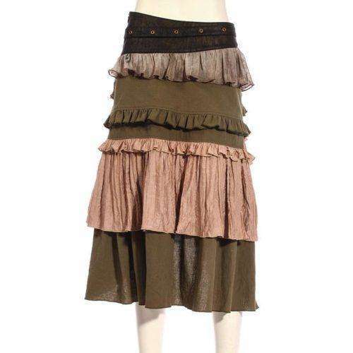 Tiered Green Steampunk Skirt & Grommet Belt