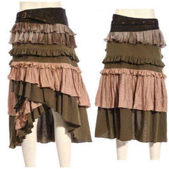 Tiered Green Steampunk Skirt & Grommet Belt