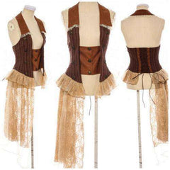 Steampunk Lace Hem Halter Corset Vest